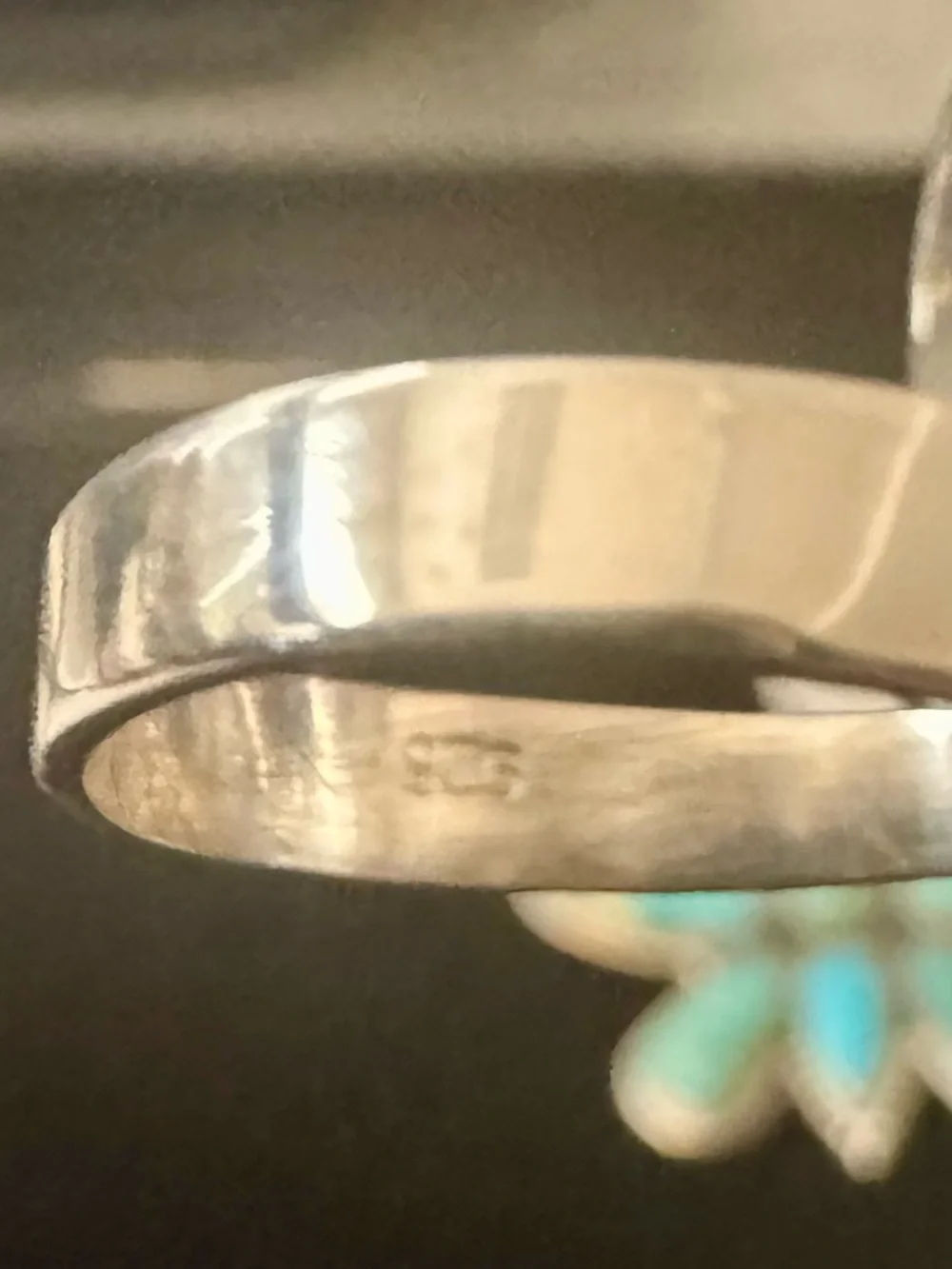 Sterling Silver Kingman‎ Turquoise Green Butterfly statement ring